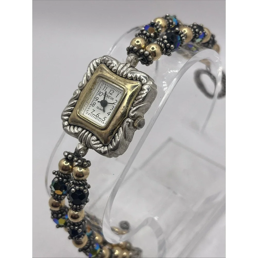 Geneva Women's Watch 23mm Silver Tone Beaded Toggle‎ 6.5